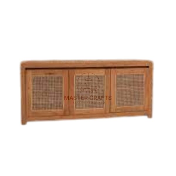 Minimalist Three-Door Rattan Media Console